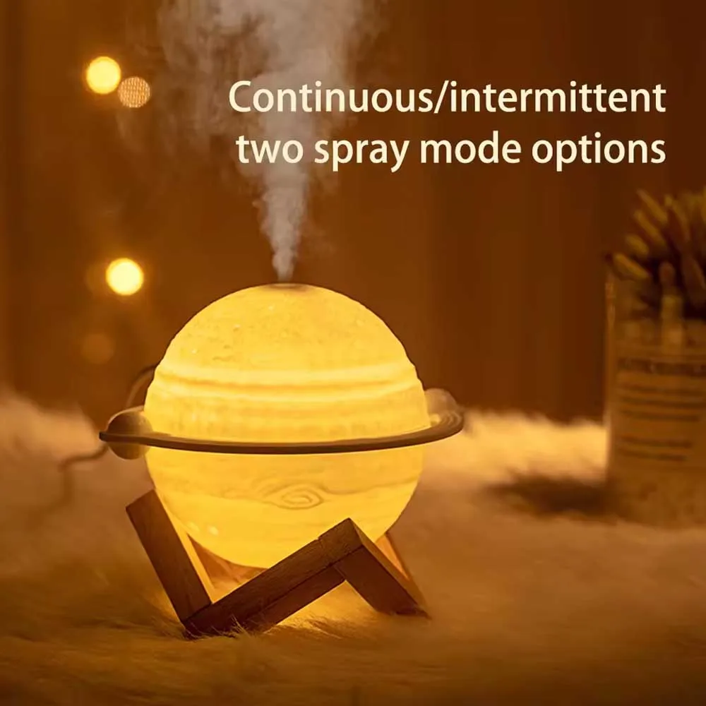 Ring-shaped Planet-Themed USB Humidifier, Ultrasonic Aromatherapy Diffuser, LED Night Light Silent Humidifier