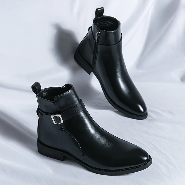 Męskie buty biznesowe casual na jesień 2025, modne klasyczne skórzane buty outdoorowe Chelsea z noskiem w szpic, brązowe, duże rozmiary do 47