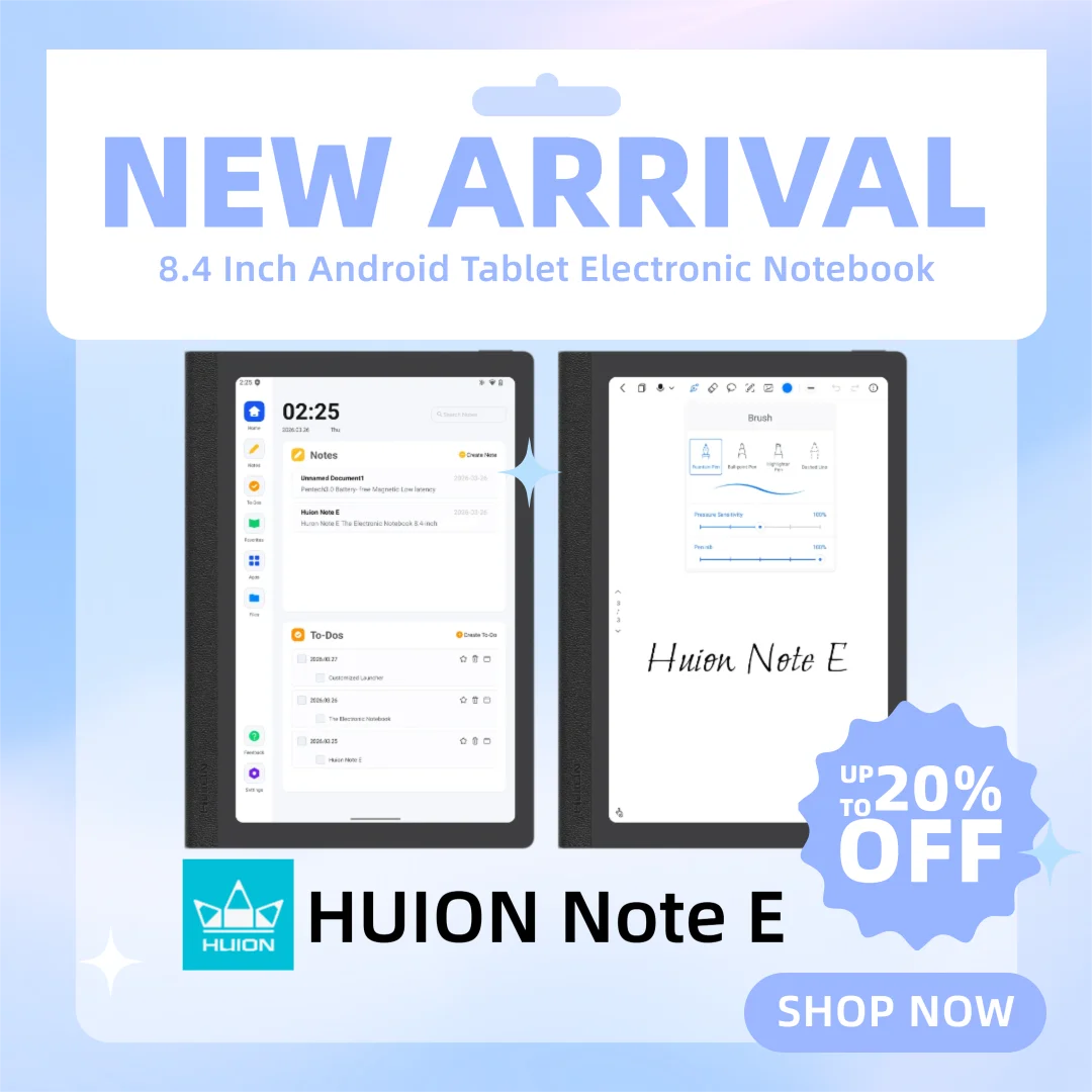HUION Note E Android Tablet Electronic Notebook 8.4 Inch All-in-one Note-taking Reading Drawing Tablet, Battery-free Pen