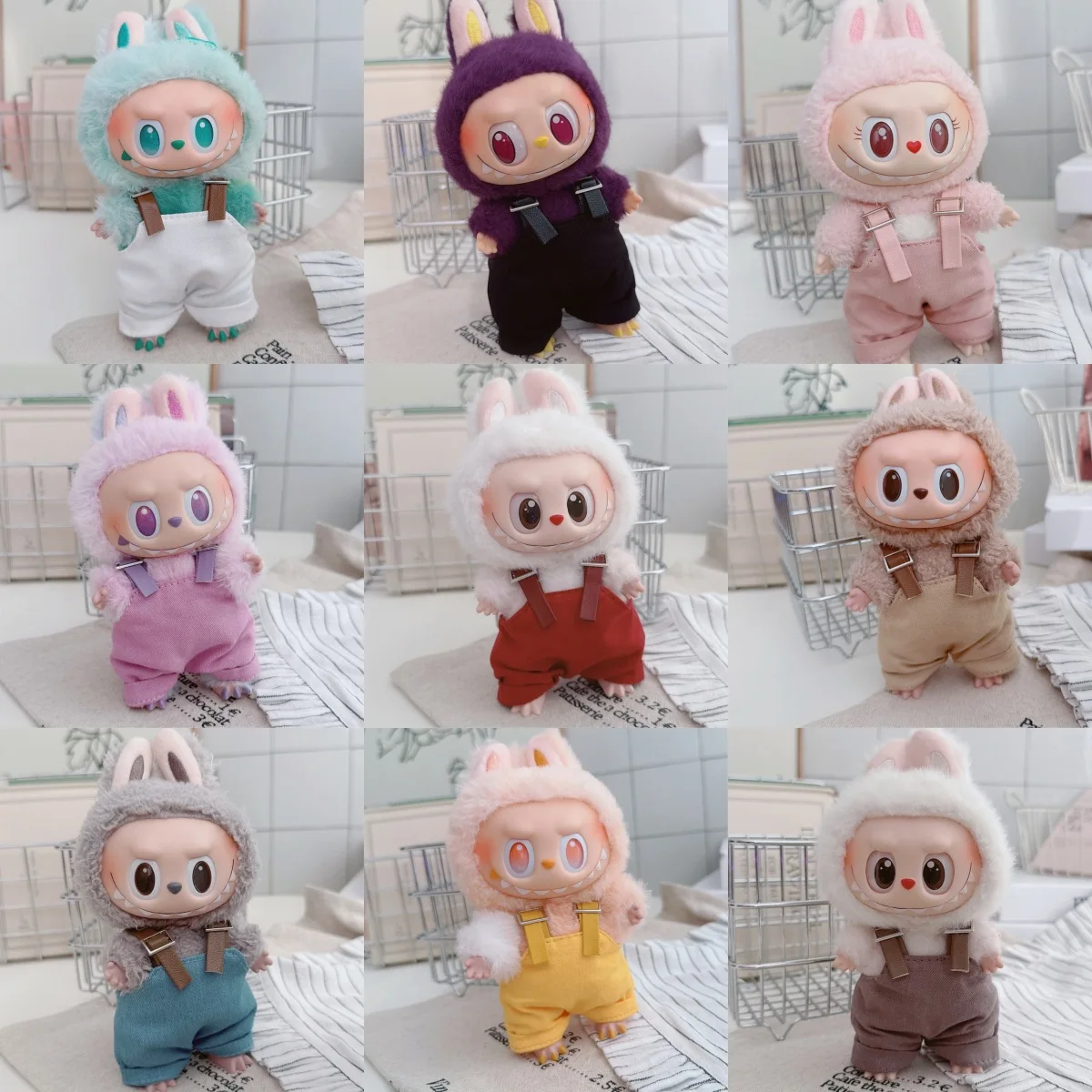 

17CM Labubu 1st 2nd 3rd Gen 10CM Cotton Doll Overalls Plush Toy Clothing