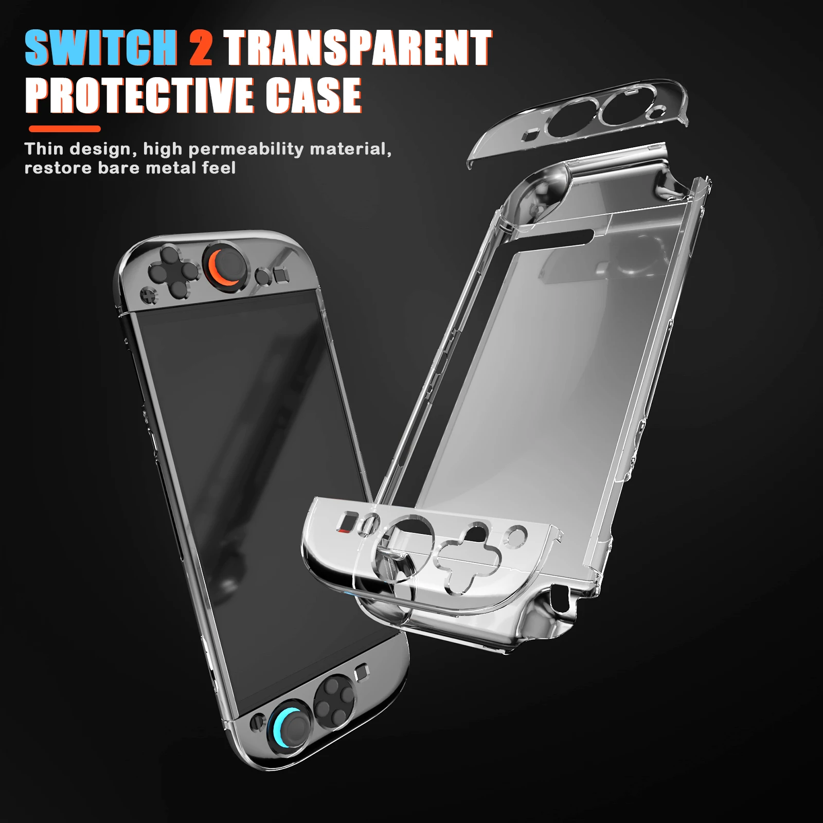Clear PC Hard Case for Switch 2 Split Protective Case Cover Anti-fall Protective Shell Cover Anti-scratch Crystal Protector Case
