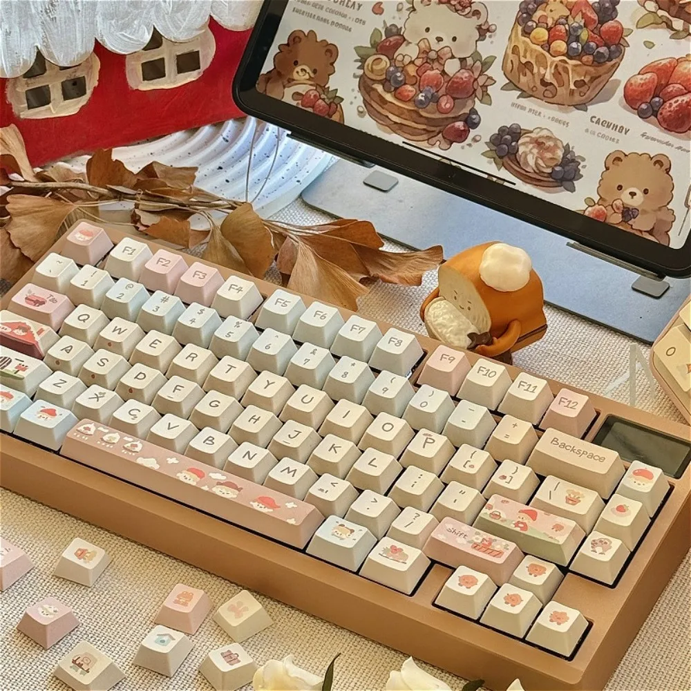 Milk Bean Keycaps Thermal Sublimation Technology MOA/Cherry Height Keycap Set for MX Switch Mechanical Keyboards