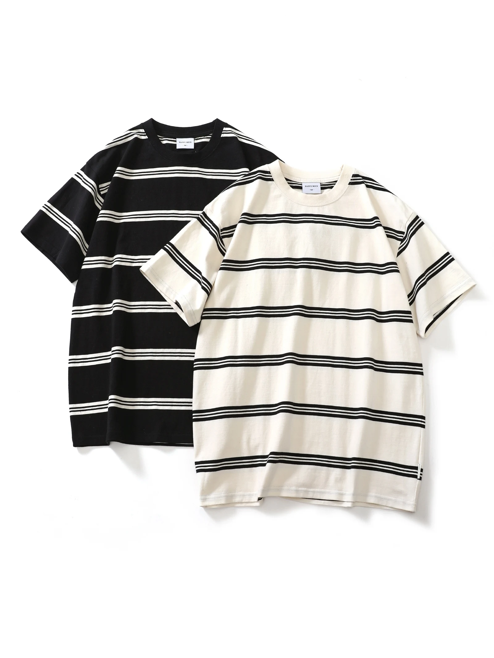 

Мужская летняя футболка свободного кроя с круглым вырезом и коротким рукавом, простая, из чистого хлопка, в полоску, дышащая, для повседневной носки