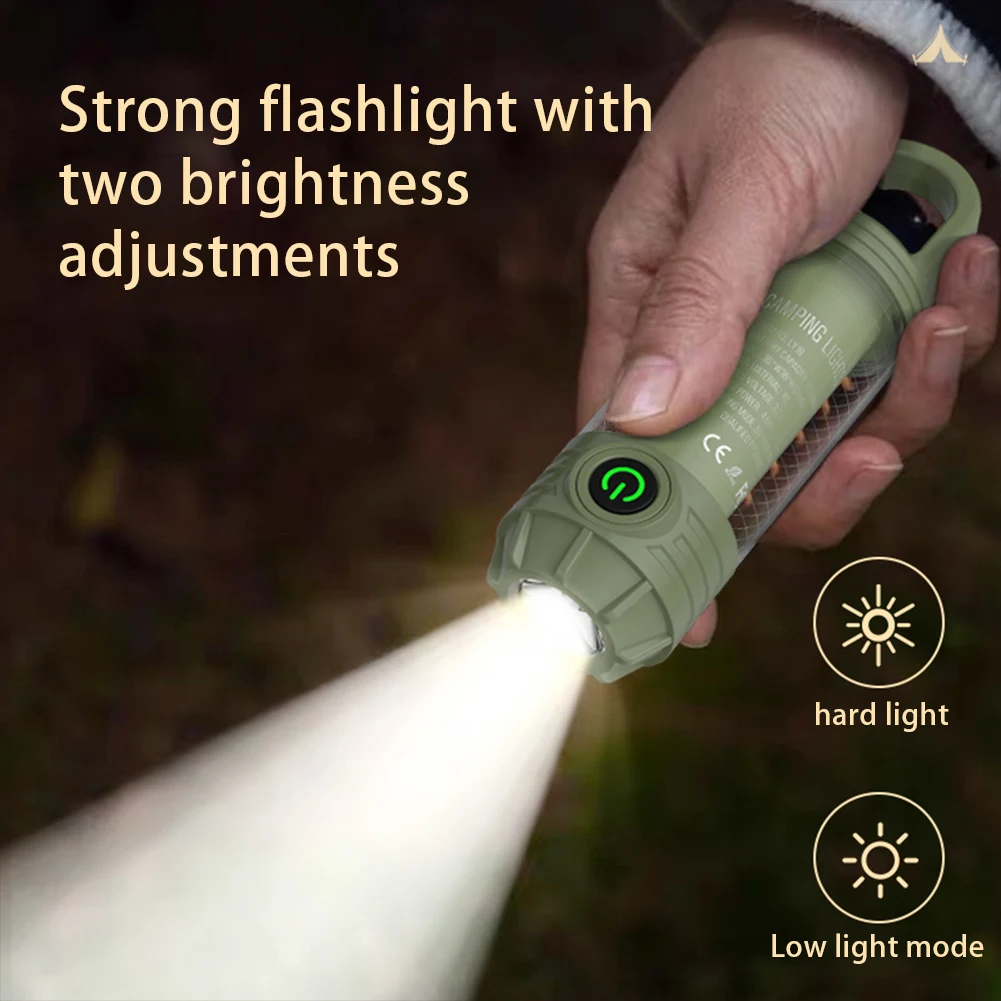 6 Lighting Mode Strong LED Flashlights USB Charging Portable Outdoor Camping Tent Hanging Lamp 1200mAh MINI Multifunction Torch