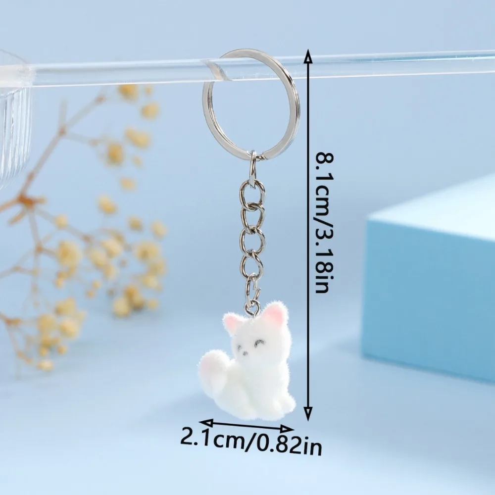 Resin Flocking Cute Three-dimensional Cat Keychain Pendant Car Keychain Pendant Bag Pendant Jewelry Wholesale