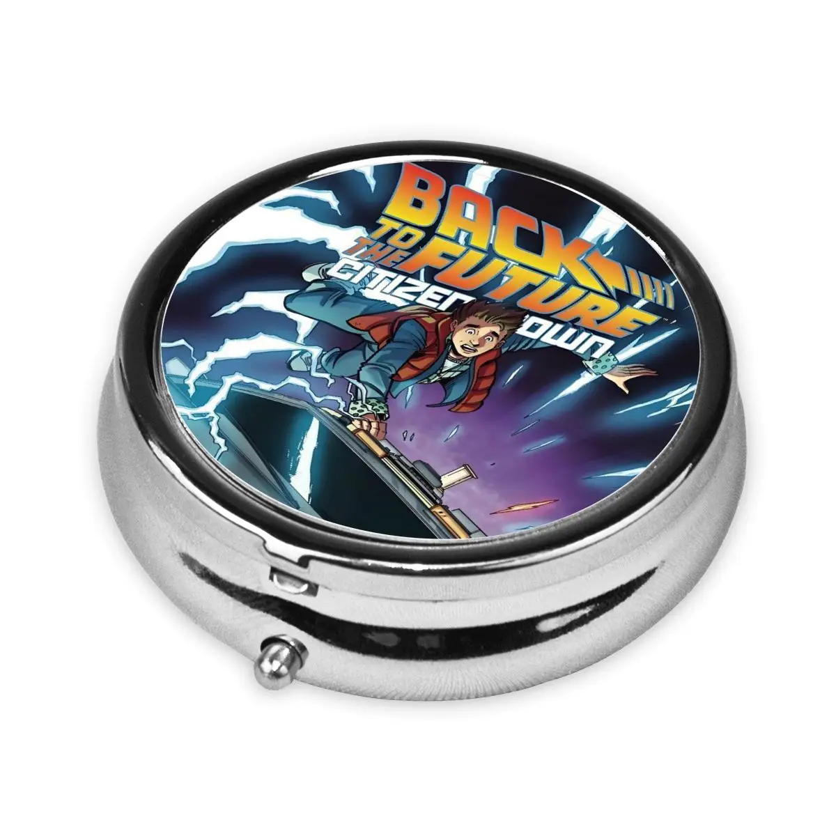 العودة إلى المستقبل صناديق حبوب منع الحمل 3-مقصورة حبوب موزع الخيال العلمي فيلم كوميدي المحمولة حامل دواء حاوية علب التخزين