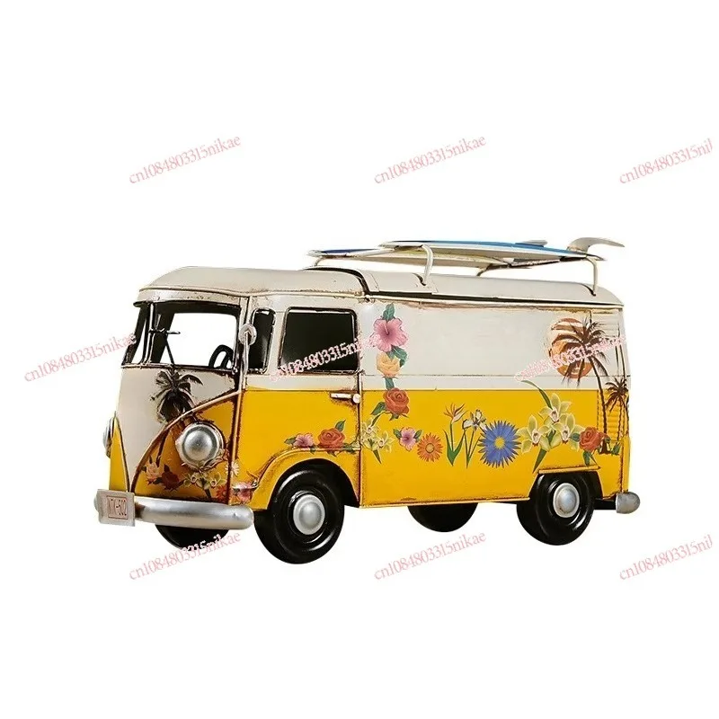 

Industrial style creative wrought iron handmade retro bus model American tissue box container pumping carton decorative ornament