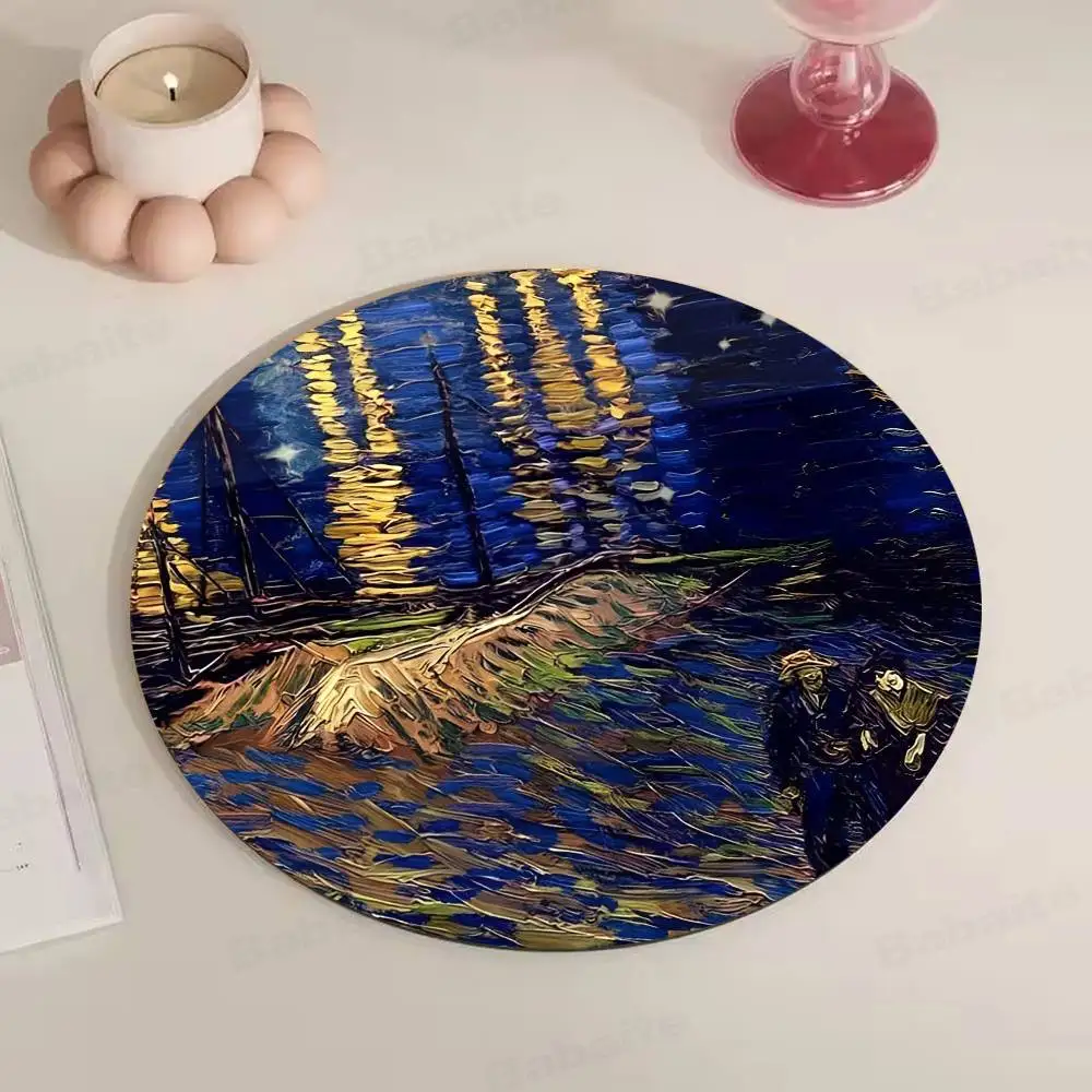 Van Gogh Starry Night Sunflower Coaster Wooden Drink Tray Suitable For Restaurants And Coffee Shops Easy To Wash And Clean