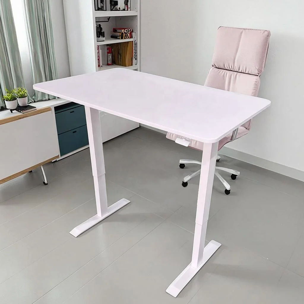 Ergonomic Design Pneumatic Height Adjustable Sit Stand Desk Frame Easy-to-Assemble Foldable Legs Big Size Desktop Bedroom Study