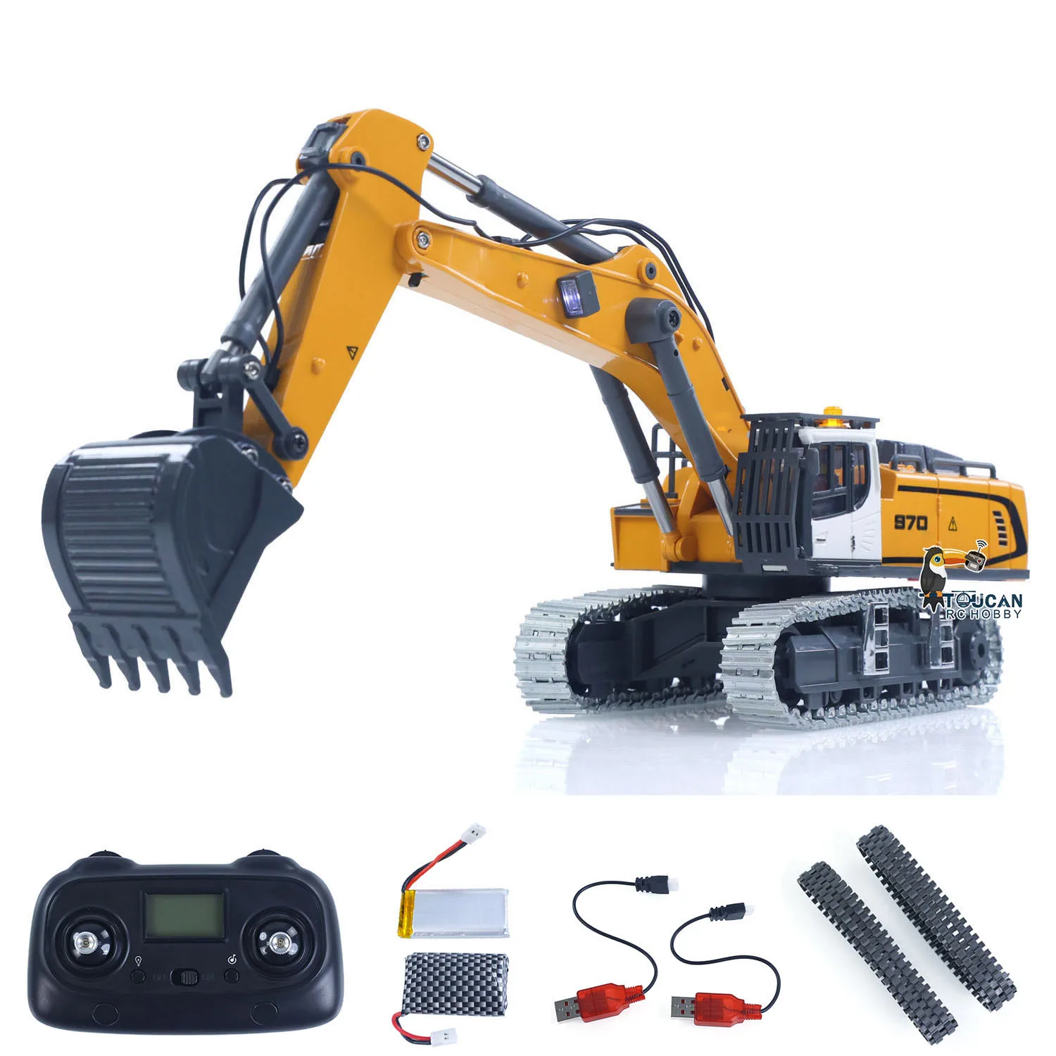 

1/50 Mini RTR 970 RC Excavator Remote Control Digger Truck Machine Construction Cars Vehicle Hobby Light Sound Toy Gift for Boys