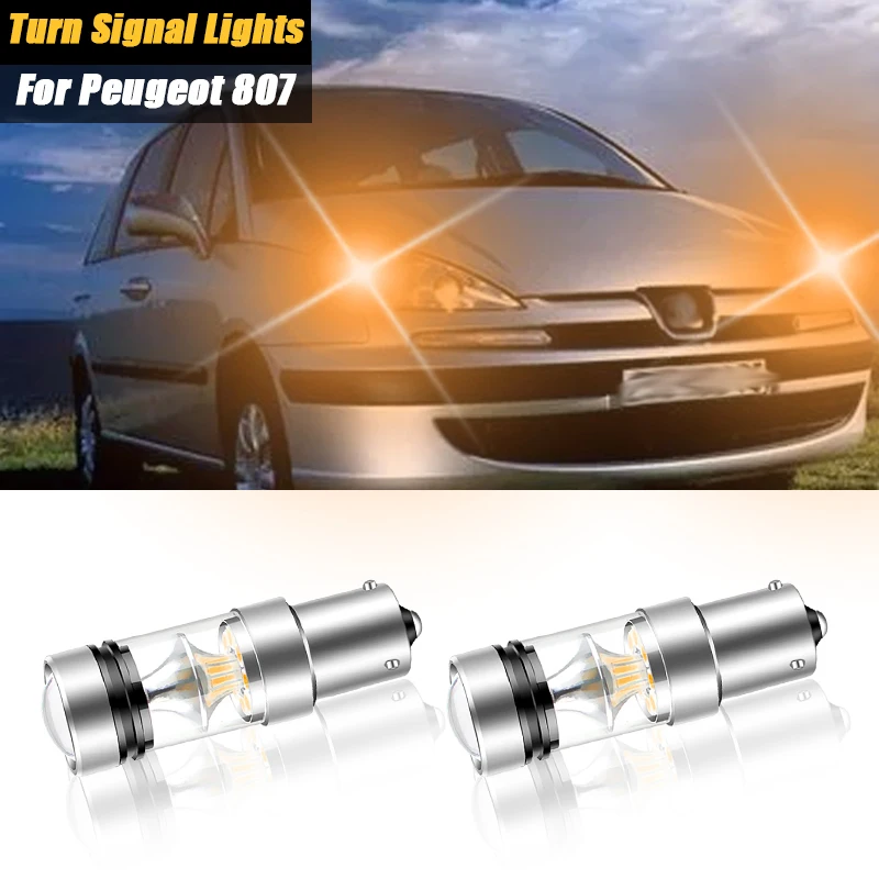 2pcs 12V Canbu BAU15S PY21W LED Turn Signal Lights Lamp For Peugeot 807 2002 2003 2004 2005 2006 2007 2008 2009 2010 Accessories