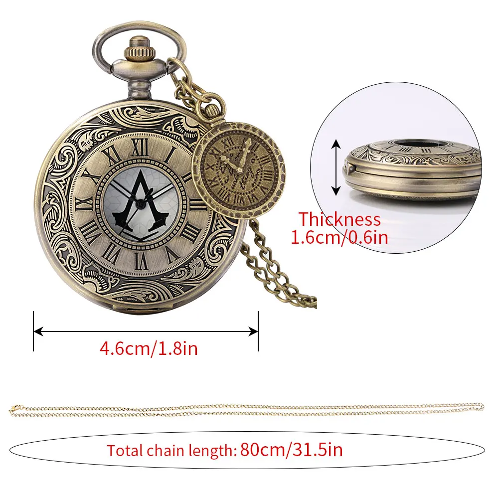 นาฬิกาพกสไตล์โรมันนาฬิกาควอตซ์สีบรอนซ์สไตล์วินเทจพร้อมเครื่องประดับจี้สำหรับผู้ชายผู้หญิง Jam rantai ของสะสมที่ใช้ประโยชน์ได้จริง