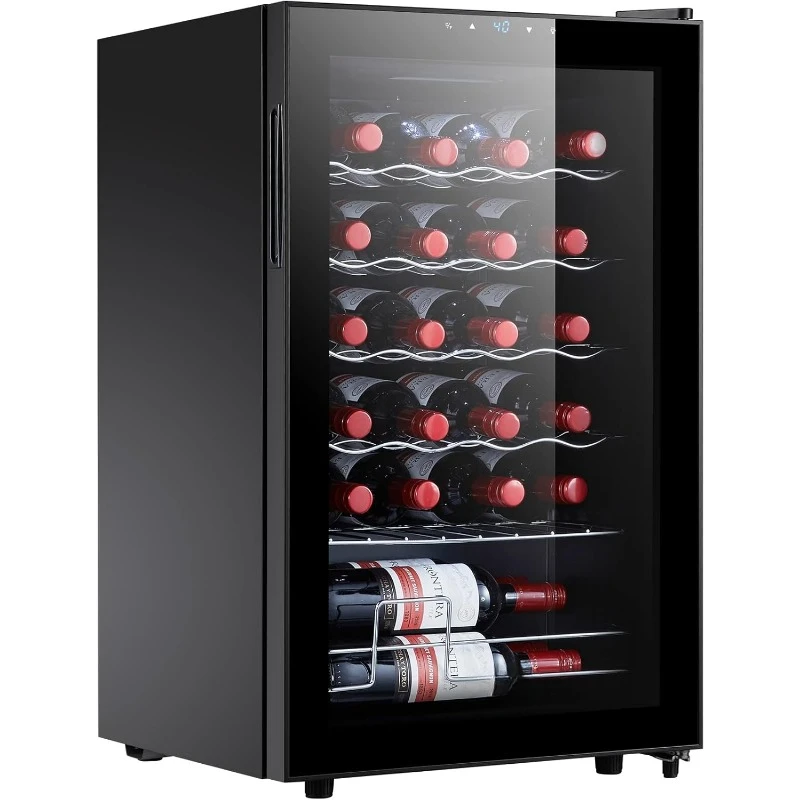 

Compressor Wine Cooler Refrigerator Small Freestanding Mini Fridge with Digital Temperature Control Glass Door