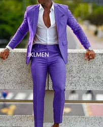 Ternos formais laranja masculinos para casamento e baile de formatura, blazer de lapela notch, smalking fashion personalizado, jaqueta e calça de duas peças, Tr Hombreajes