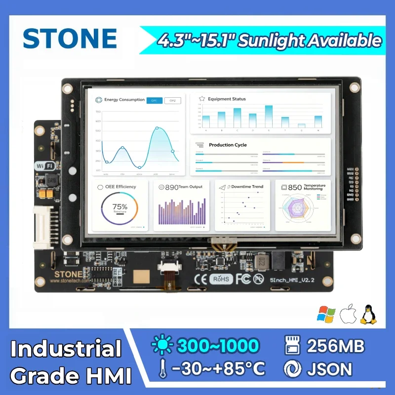 STONE A 4.3-15.1 inch HMI TFT LCD Display Panel with None Touch Screen for TTL for CPU Cortex A8 1Ghz for Arduino esp32