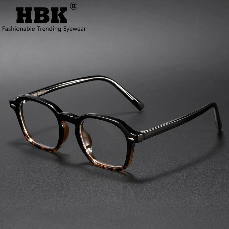 HBK Luxury Vintage Glasses frames for men Square TR90 frame Cellulose Propionate Temple Tips Women Anti Blue Light Glasses Frame