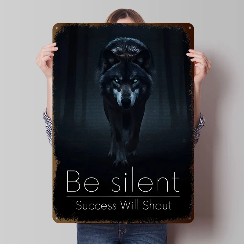 Wolf mit Leuchtenden Augen Blechposter Individualisierte Wandkunst Retro Vintage Metallschilder für Fans Zimmer Heimdekoration Bar-Zubehör Haus