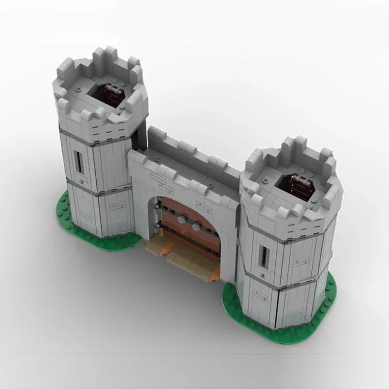 modulaire middeleeuwse poorthuis kasteel poort muur verdediging structuur bakstenen stronghold stad blokken fort battleing moc speelgoed kind cadeau