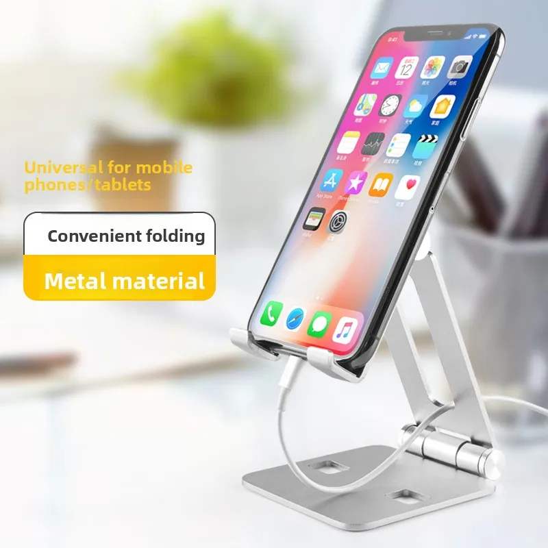 Mobile Phone Holder Double Adjustment Folding Aluminum Alloy Mobile Phone Desktop Holder Portable Creative Phablet Holder