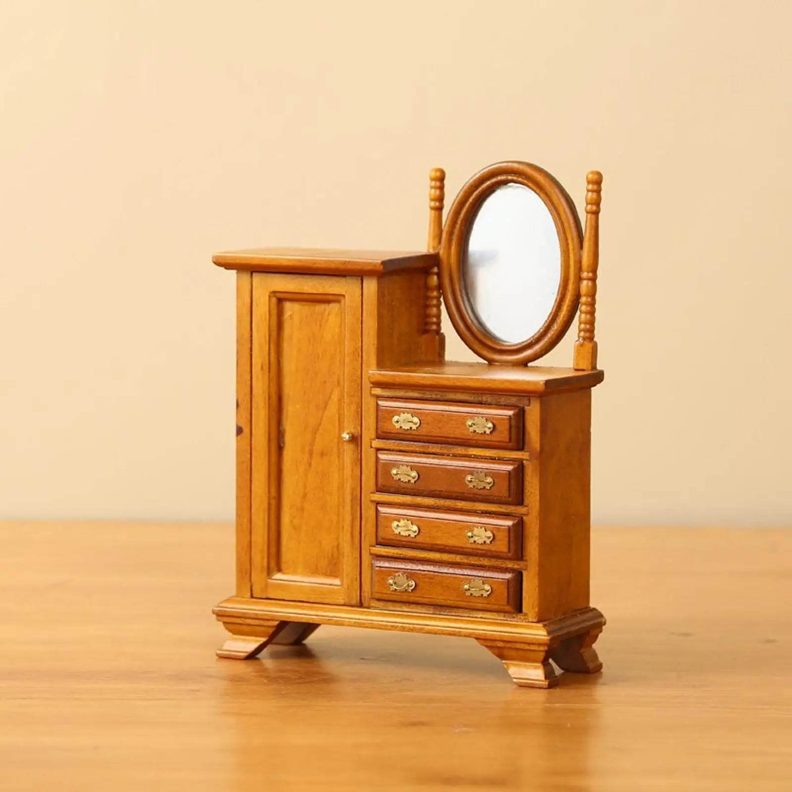 Poppenhuis Kaptafel Miniatuur Houten Frame Dressoir Voor 1/12 Woonkamer