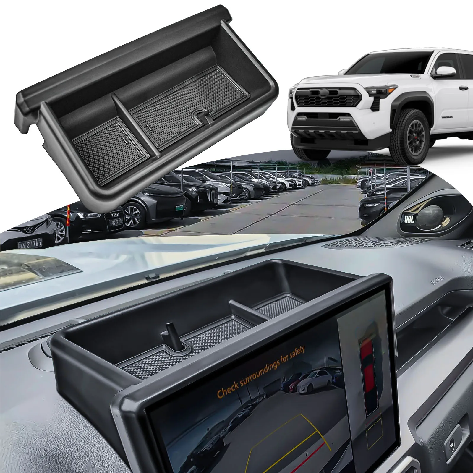 

Center Console Organizer Dashboard Storage Box For 2024-2025 Toyota Tacoma & 2025 4Runner Behind Screen Dash Board Accessories