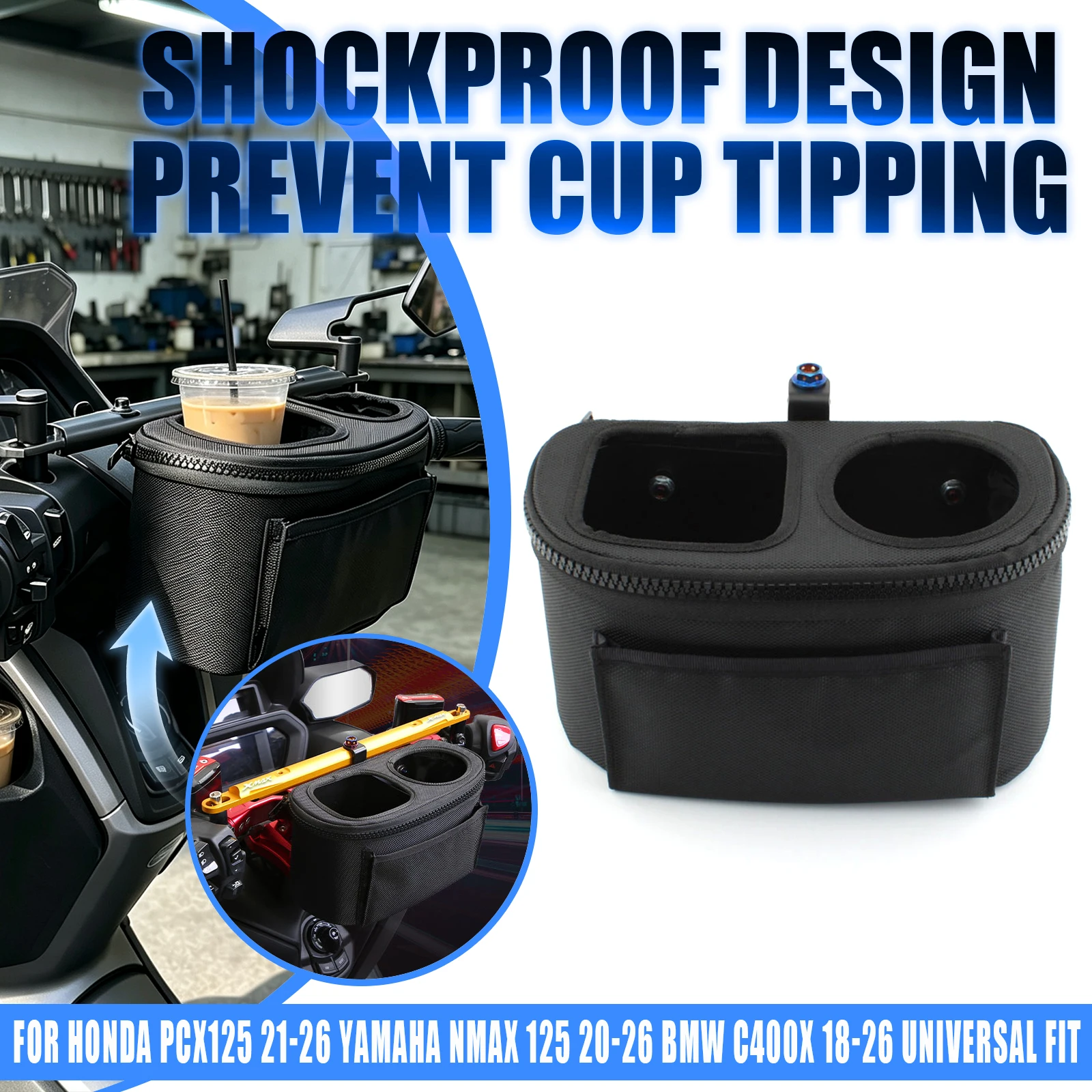 For Yamaha NMAX XMAX TMAX 300 250 PCX Motorcycle Handlebar Drinking Water Bottle Cage Cup Holder Scooter Storage Bag