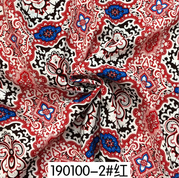 Przez metr jakości wiskoza tkanina popelinowa Vintage geometryczny kwiatowy ptaki czeski Patchwork materiał Rayon hurtownia 100*145cm