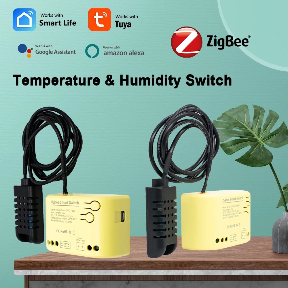 1 Channel Zigbee Tuya Relay Intelligent mobile phone remote control switch module timer with Temperature and humidity probe