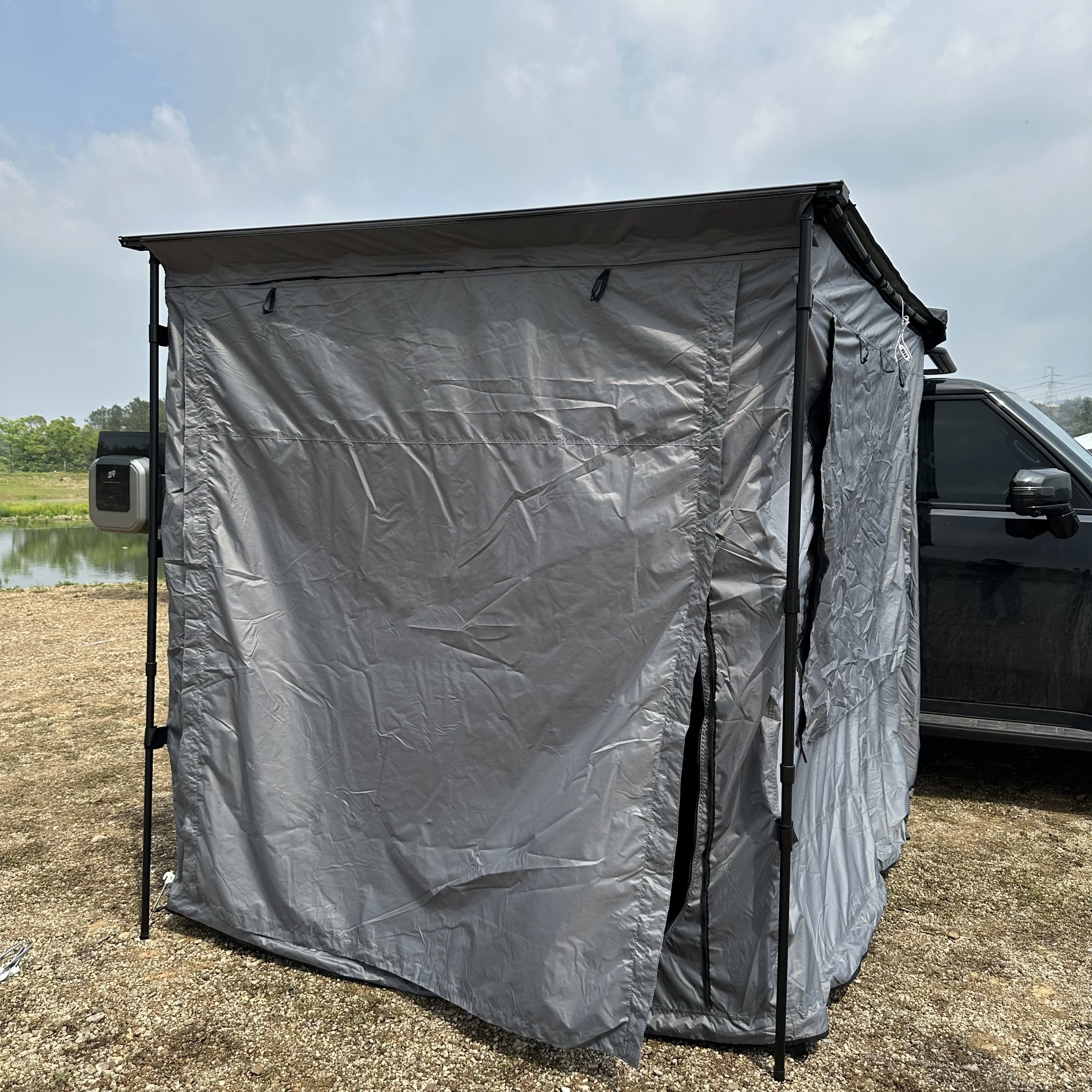 Custom Portable Changing Room Toilet Privacy Car Side Awning Shower Tent Waterproof Sunshade Aluminum Urgent Delivery Polyester
