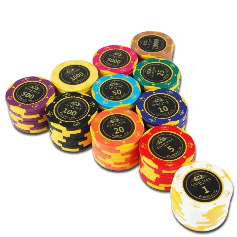 10pcs/Lot Caribbean Crown Luxury Chip Casino Club Exclusive Game Accessories Texas Baccarat Poker Chip Entertainment Accessories