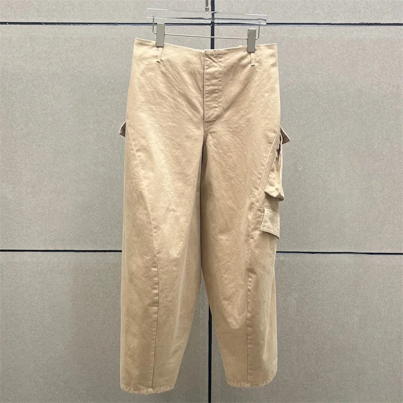 Women's pants New low rise slim fit straight leg pants for autumn 2025 Asymmetric pure cotton cargo pants Denim pants trousers