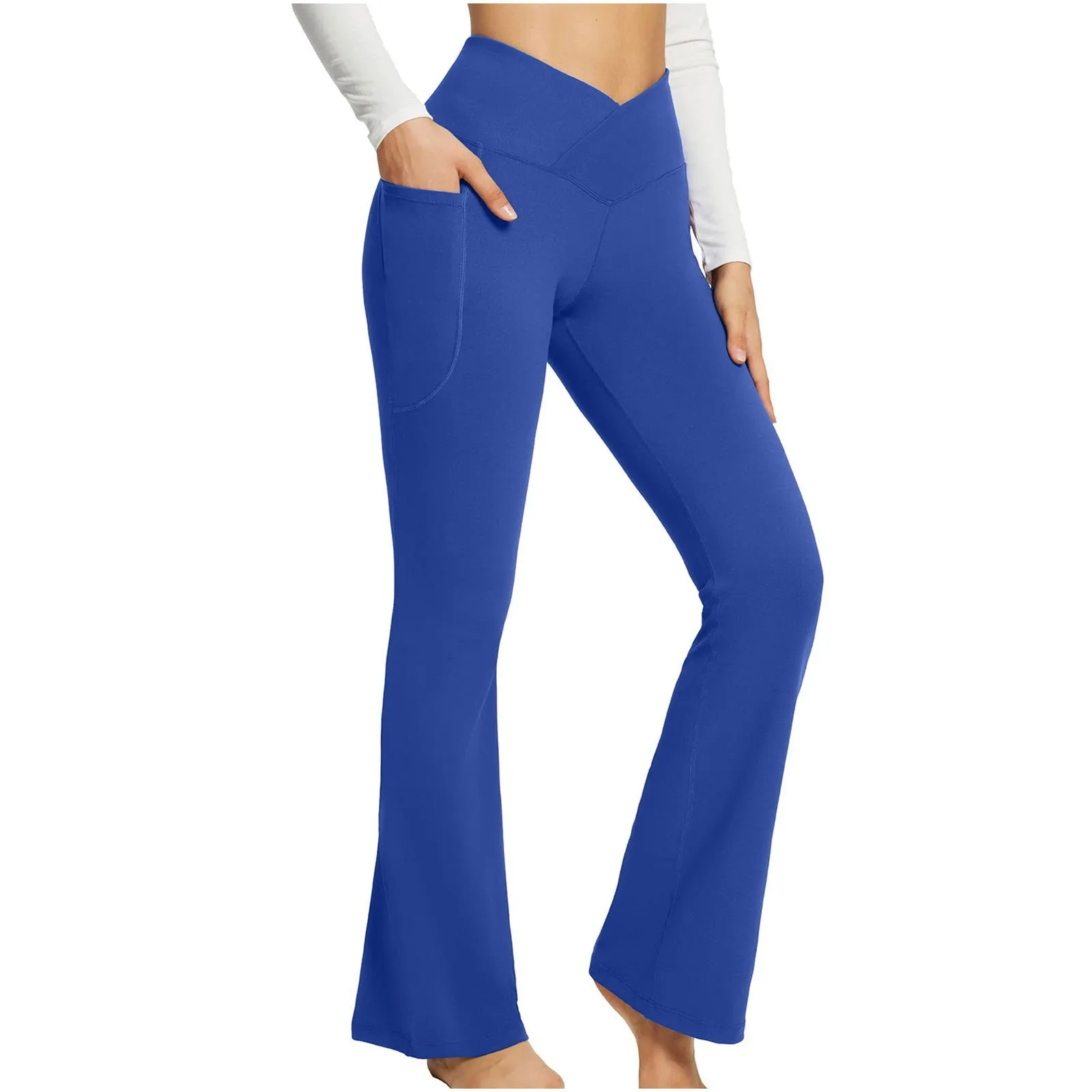 Calça de Yoga Feminina Perna Larga Flare Calça de Pilates, Calças Elásticas Sino, Leggings de Cintura Alta, Dance Fitness