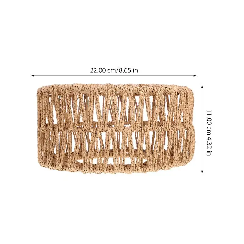 Straw Rope Woven Lampshade Grass Rope Rustic Ceiling Lamp Cover Pendant Lantern Lampshades Retro Style Iron Ceiling Woven Decor