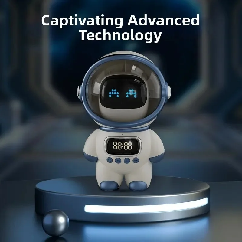 1PC Creative Astronaut Smart AI Robot Speaker, Bluetooth 5.1 EDR Wireless Alarm Clock, AI Intelligent Intercom, FM Radio, TF Car