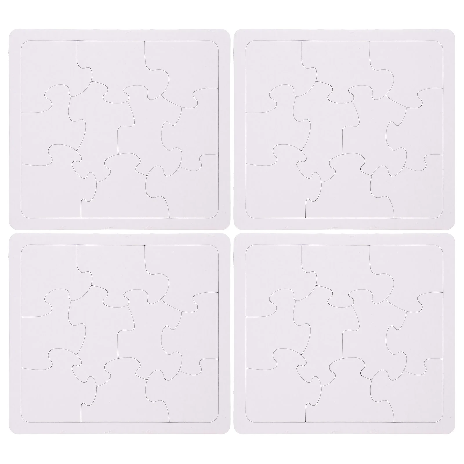 

4 Sheets Coloring and Inserting Toys DIY Supply Blanks Products Jigsaw Puzzles Craft Stuff White Drawing Child