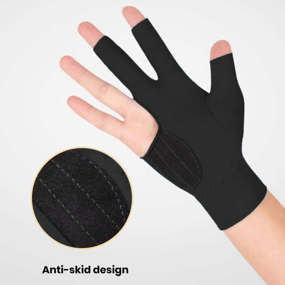 3-Finger Billiards Glove Anti-slip Sweat-absorbing Breathable Men Women Right Hand Snooker Cue Sport Glove Billiards Accessories