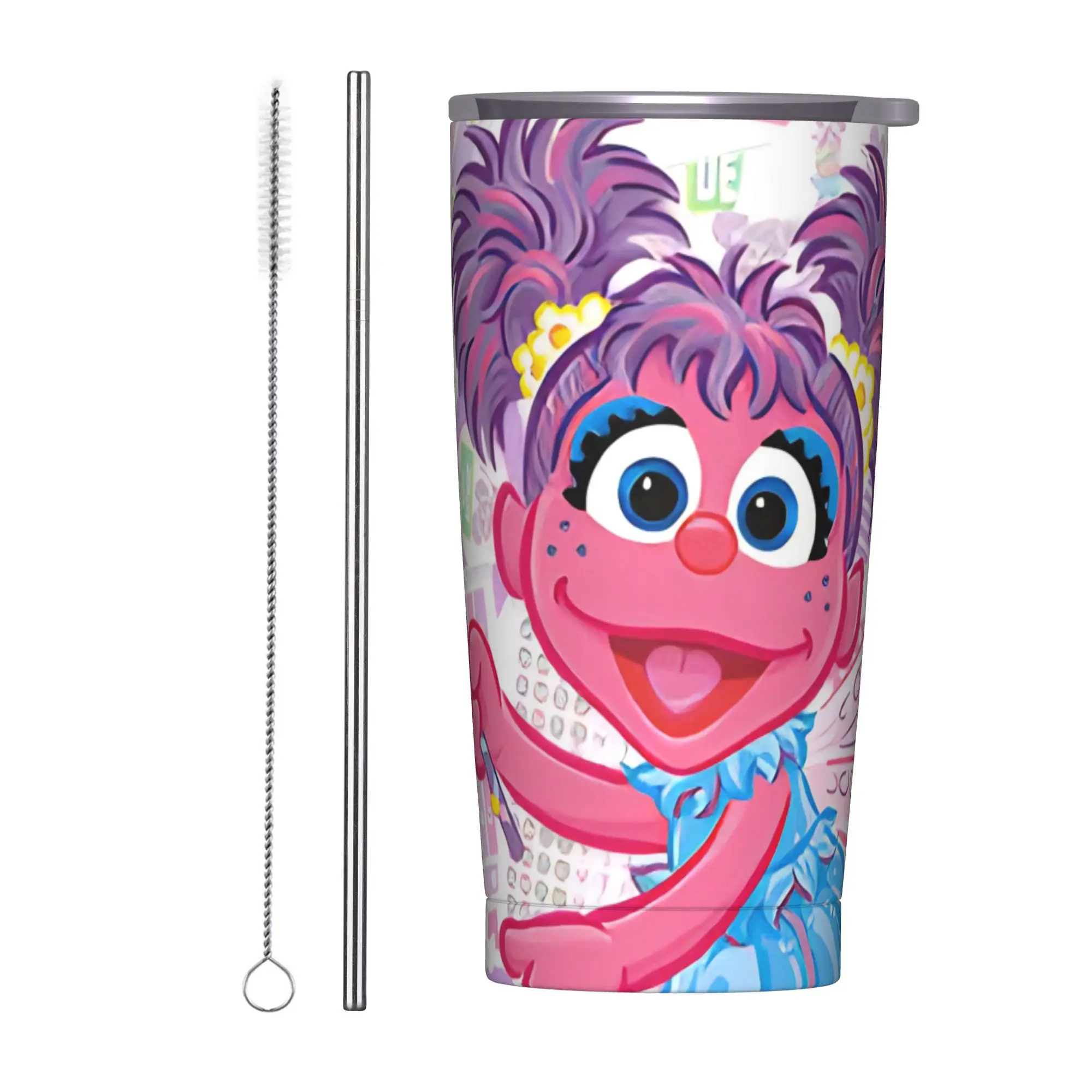 Vaso Térmico Aislado con Tapa de Sesame Street, Taza de Café al Vacío de Abby y Cadabby, Botella Portátil para Coche, 20oz