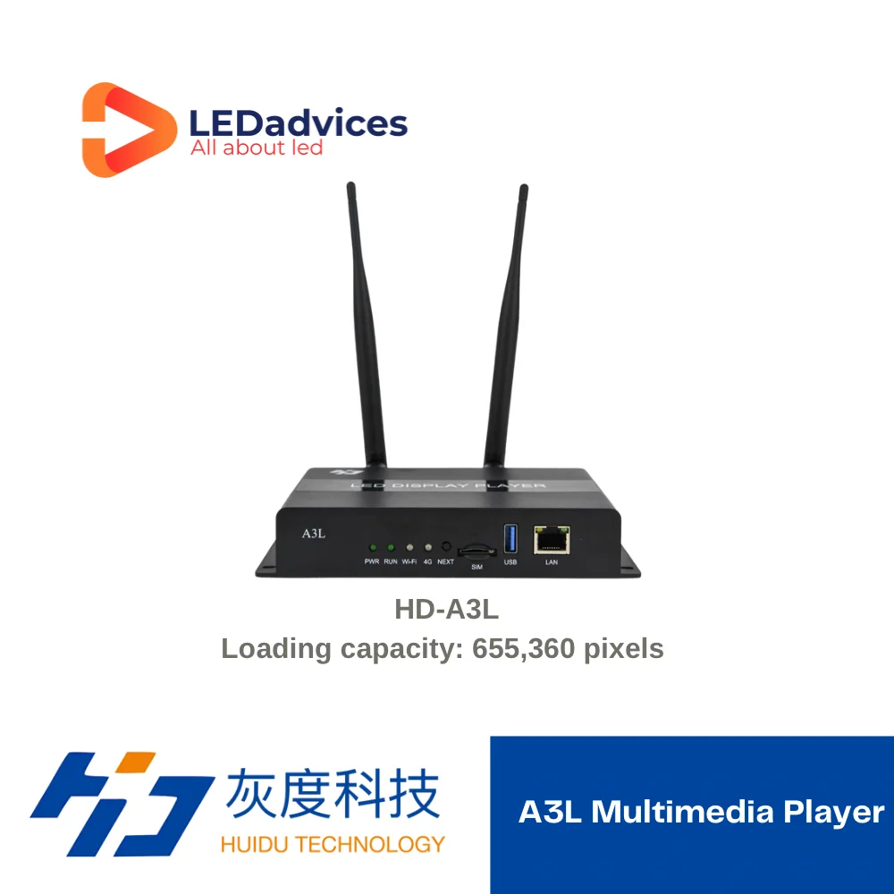 Huidu A3L HD-A3L 4K Media Player Box LED A3L 4G Display Controller WiFi Asynchronous Display Controller 655,350 pixels