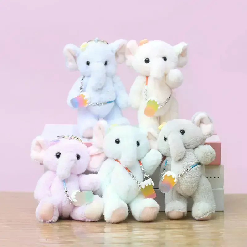 

Привлекательный цельный плюшевый брелок для куклы-слона с подвижными шарнирами, идеально подходит для украшения сумки и подарка для домашнего декора