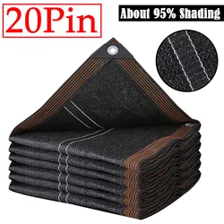 20Pin-95% Shade Rate Black Garden Plants Sun Shelter Agriculture Greenhouse Shading Cover Pergola Sunshade Net Outdoor Awning