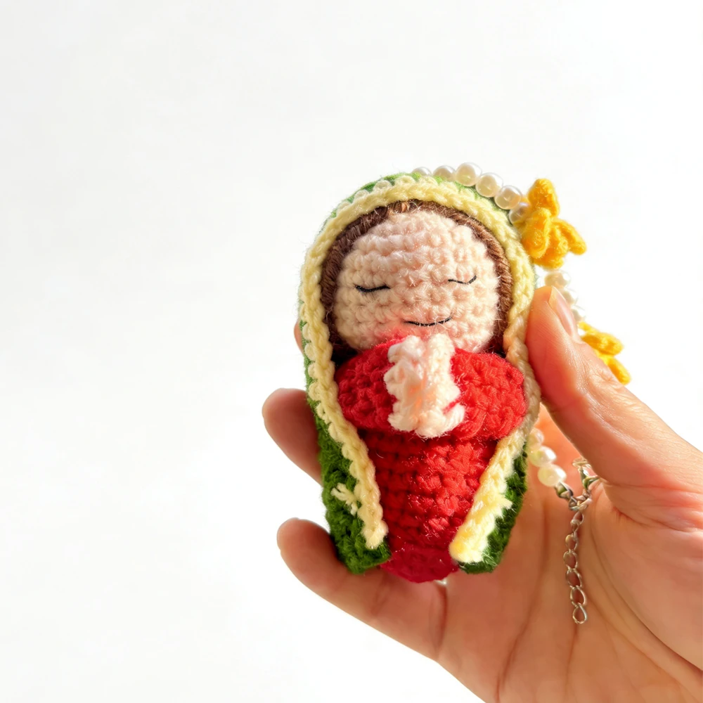 Kreative Häkelpuppen Auto-Rückspiegel-Anhänger Liebliche Handgewebte Puppe Geschenk für Freunde – Detail 2