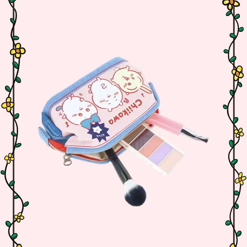 Chiikawa,Hachiware,Usagi Cute Cartoon Denim Cosmetic Bag Printed Canvas Clutch Pouch Storage Bag New style In Stock