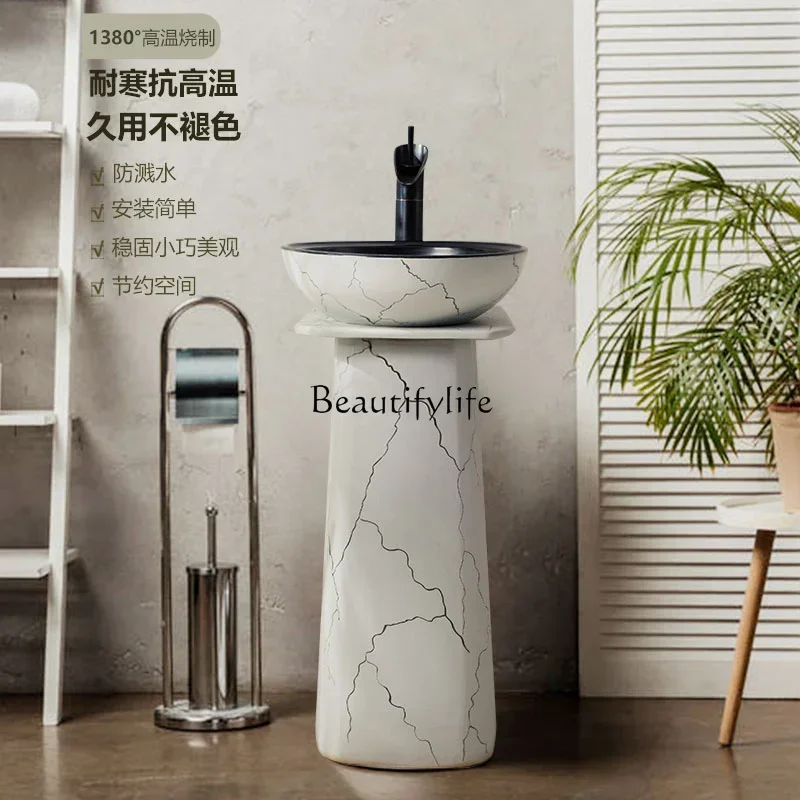 *Simple modern Nordic light luxury ceramic bathroom floor-to-ceiling washbasin