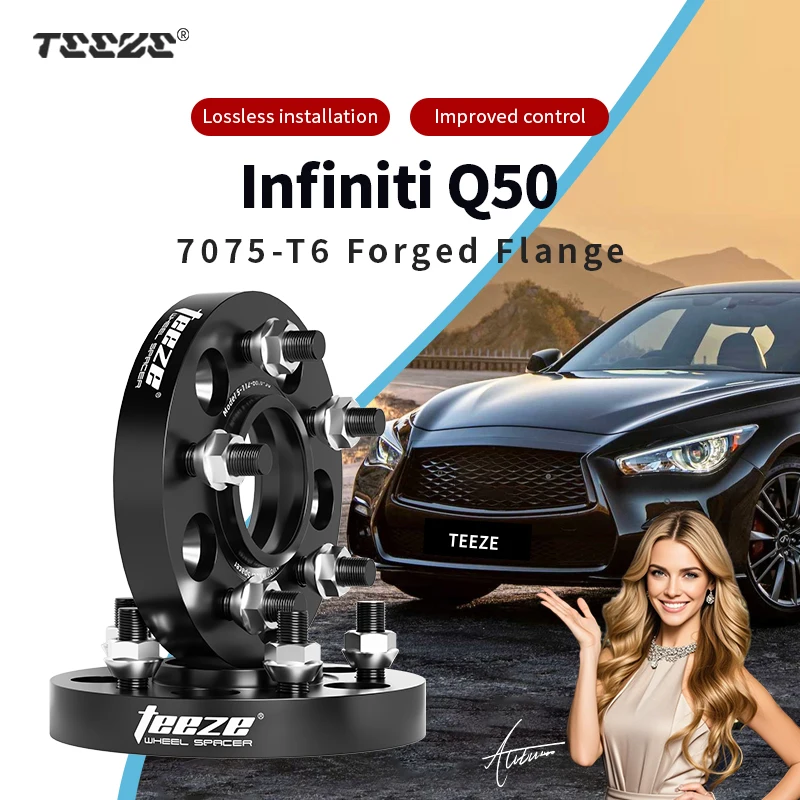 

Teeze 2/4pcs 5x114.3 CB66.1mm M12x1.25 Hub Centric Black Forged wheel spacer For Infiniti Q50 Flange Plate15/20/25/30/35mm