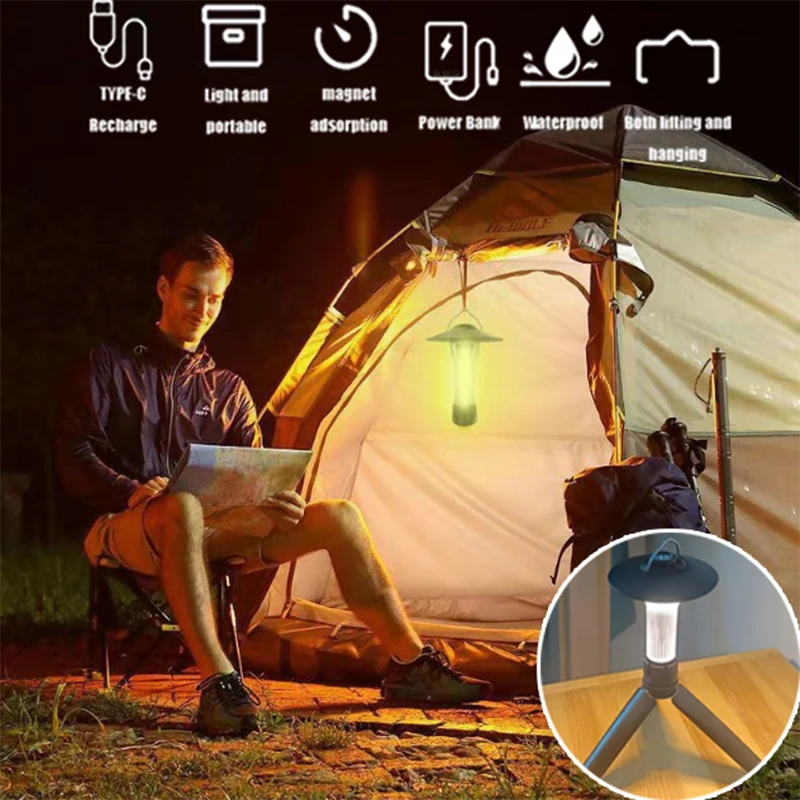 2200mAh Camping Lantern with Magnetic Base Similar To Blackdog Goal Zero Lantern 5 Lighting Modes Led Flashlights Emergency Lamp