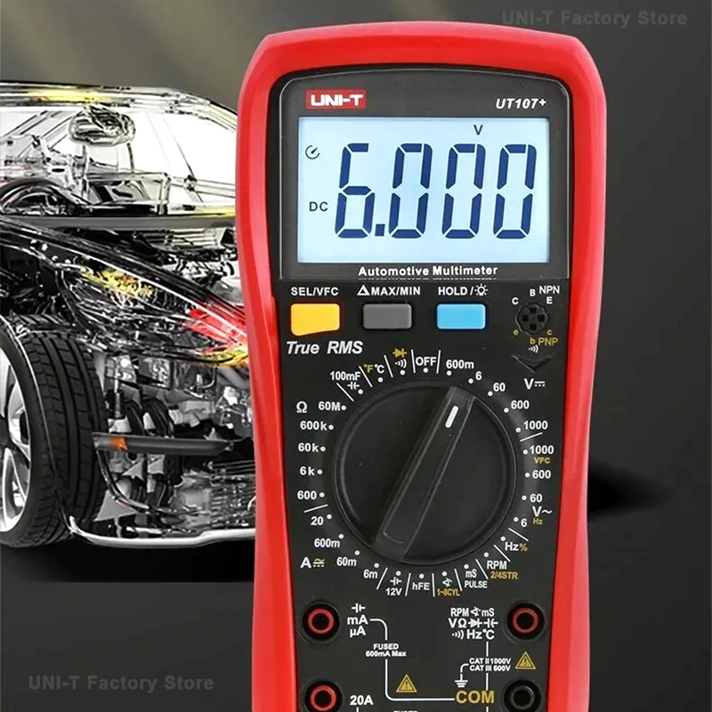 UNI-T UT105 + UT107 Plus مقياس متعدد للسيارات مع مقياس سرعة الدوران سرعة المحرك RPM VFC تستر المهنية الرقمية سيارة متعددة متر