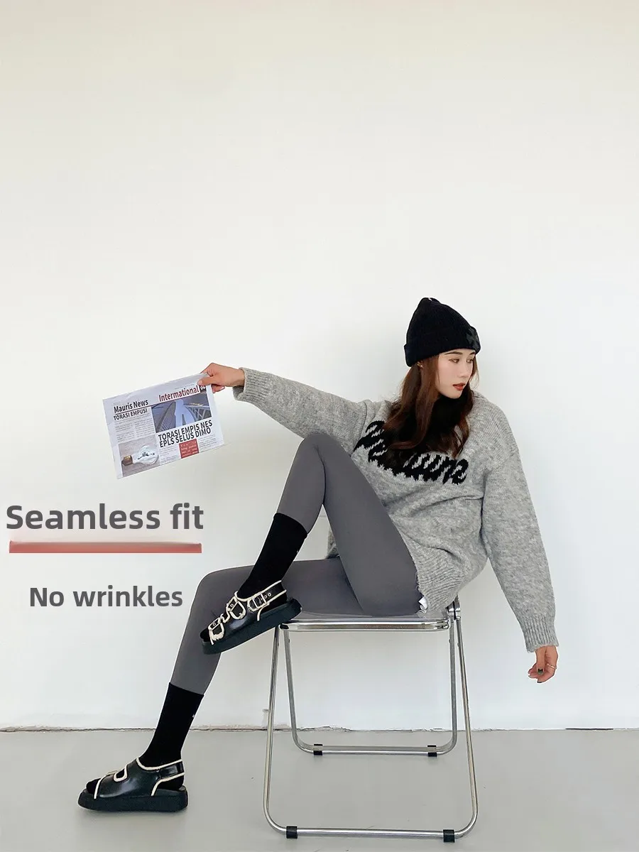 Women's High Waist Fce Lined arkskin Pants Yoga Fitn Tightening Tummy Control Bot Long Leggings Nylon Spandex