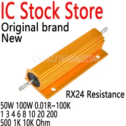 1PCS Aluminum Power Metal Shell Case Wirewound Resistor RX24 Resistance 50W 100W 0.01R~100K 1 3 4 6 8 10 20 200 500 1K 10K Ohm