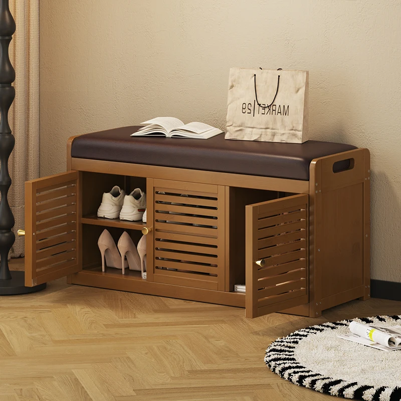 

Luxury Entryway Shoe Bench with Storage Slim Wall Mounted Shoe Rack & Seat Modern Shoe Cabinet Organizer for Hallway