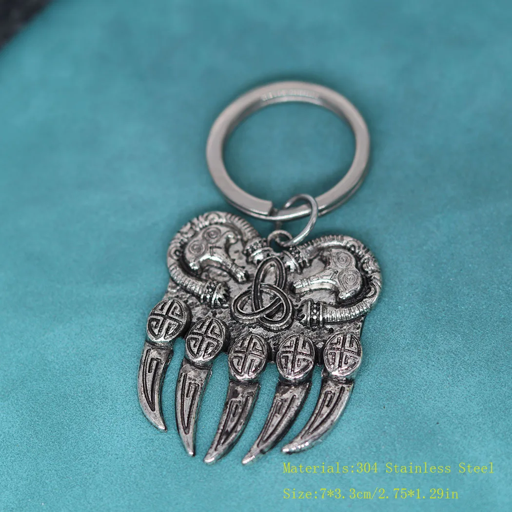 Viking Beer Paw Trinity Knoop Berserker Hanger Sleutelhanger Voor Mannen Vrouwen Slavische Heidense Norse Amulet Runen Sieraden Talisman Cadeau
